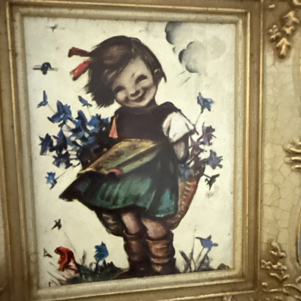 Vintage Hummel Berta Bashful‎ Pull String Music Box Picture Frame 7